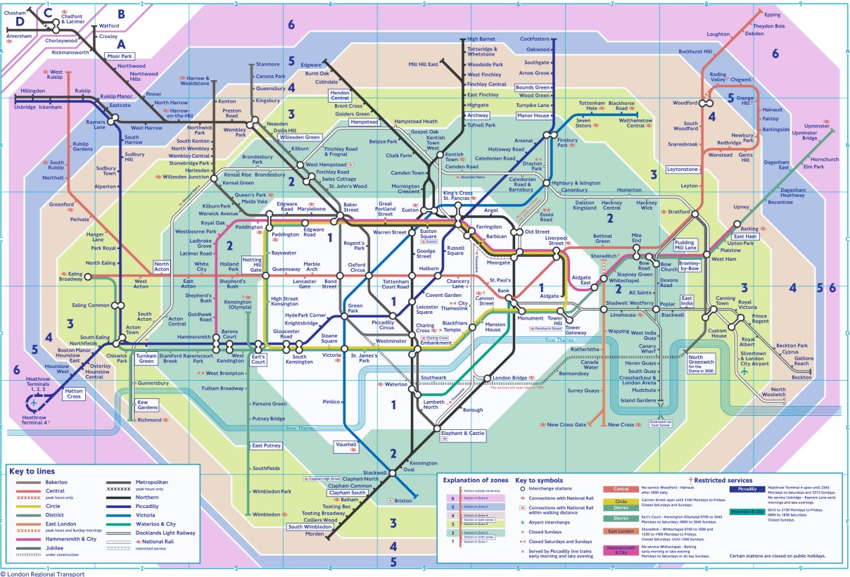 london tube travel zones